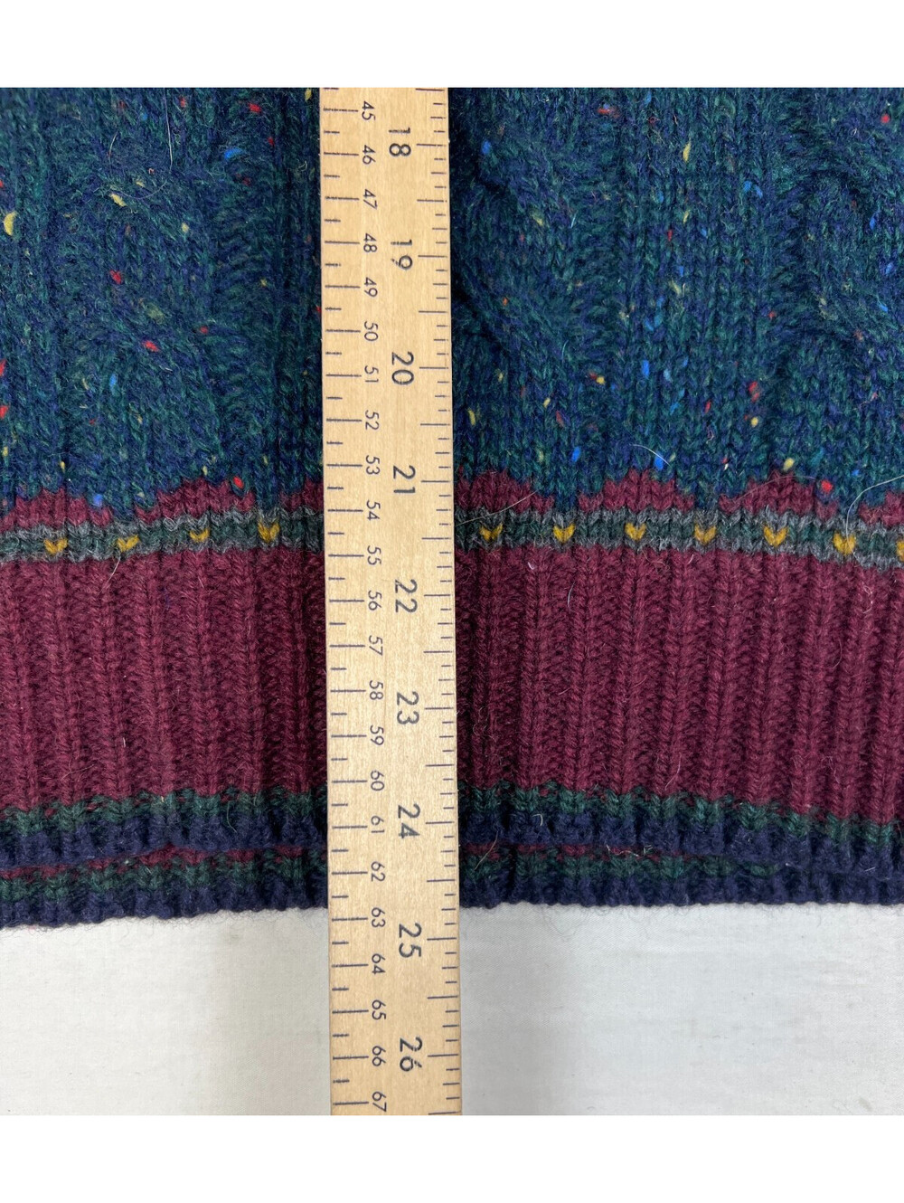 Vintage Cape Isle Knitters Men L Blue Pure Wool Cable Knit Crewneck Sweater - Picture 8 of 10